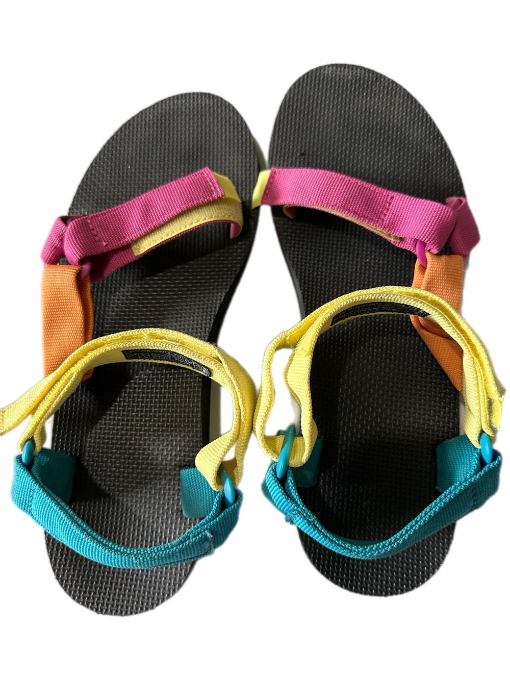 Teva Women's multicolor sandals. Pink, orange, yellow and blue. Size 11